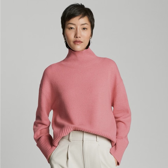Everlane Sweaters - EVERLANE The Cashmere Oversized Turtleneck Bubblegum Pink Relaxed Soft XL NEW